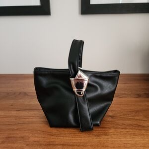 Chic Black Mini Bag with Silver Accent